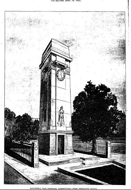 Stockwell War Memorial, illustrated in The Builder, 1920