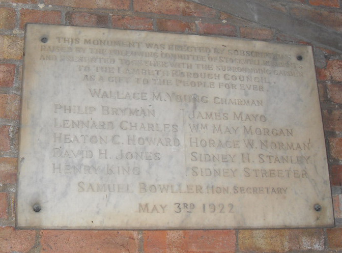plaque inside stockwell war memorial, london